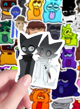 216张节奏盒子sprunki同人可爱抽象OC贴纸diy笔记本手账创意贴画