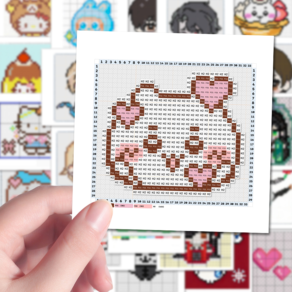 160张拼图拼豆图纸贴纸像素制作拼豆吉伊卡哇Q版可爱笔记本素材贴