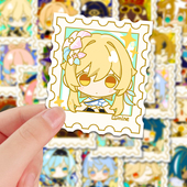 100张原创爆款 原神邮票贴纸卡通可爱人物周边贴画DIY手机平板防水