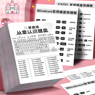 16张从零开始认识键盘贴纸电脑常用快捷键按键功能操作指南学习贴