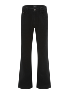 YGAN年少不知 巴黎bootcut黑色弯刀微喇牛仔裤复古做旧显瘦直筒裤