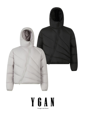 YGAN冬季空气层黑色面包服排骨羽绒棉服男女轻薄保暖加绒加厚外套