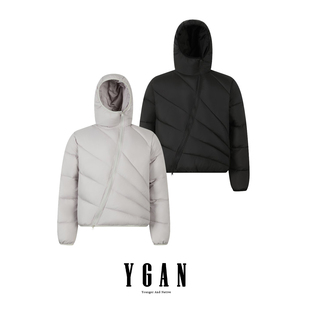 YGAN冬季空气层黑色面包服排骨羽绒棉服男女轻薄保暖加绒加厚外套
