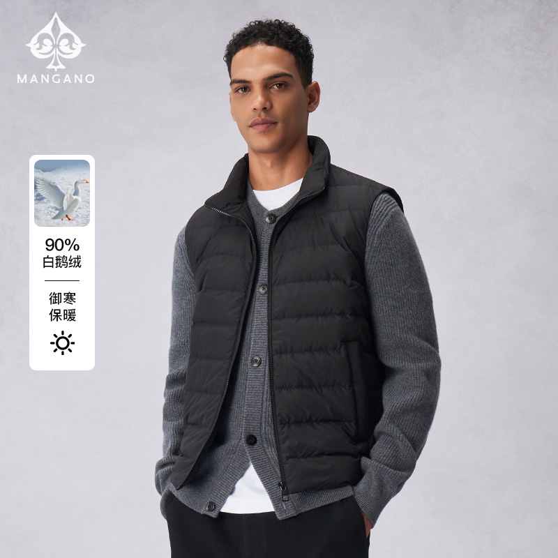 曼加龙新款防泼水男士羽绒马甲