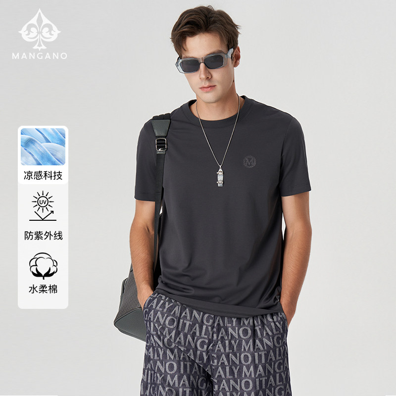 【凉感/防紫外线】Mangano曼加龙 奥莱25新款夏季男刺绣短袖T恤,男装,T恤,淘宝优惠券,粉丝福利购,淘宝优惠卷
