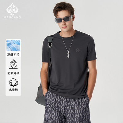 【凉感/防紫外线】Mangano曼加龙 奥莱25新款夏季男刺绣短袖T恤