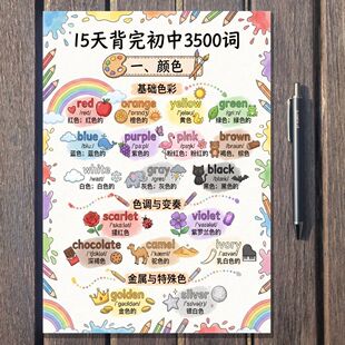 初中英语15天牢记初中3500词汇初中全阶段通用趣味漫画合集笔记本