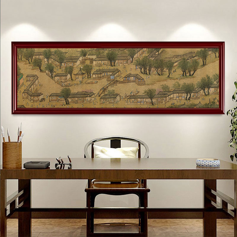 新中式清明上河图装饰画山水国画客厅沙发背景墙挂画办公室壁画