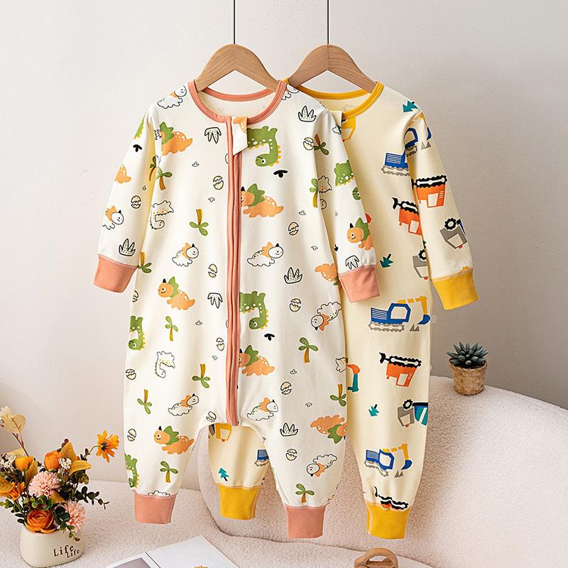儿童分腿睡袋春秋夏季2薄款1岁半3婴儿连体衣宝宝长袖A类纯棉睡衣