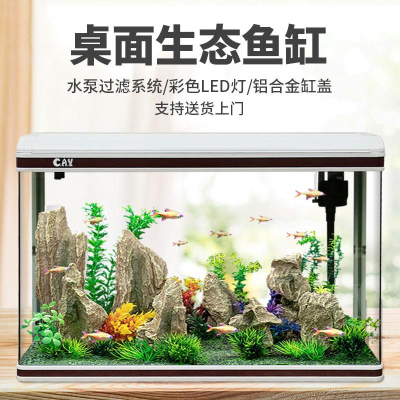 鱼缸客厅大型懒人免换水长方形家用鱼缸中型玻璃生态金鱼缸水族箱