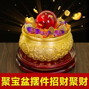 聚宝盆摆件招财聚财纯铜八方来财生财黄铜铜缸桌面办公桌客厅店铺