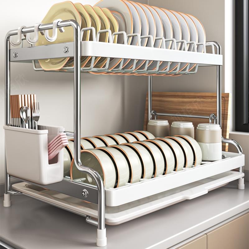 不锈钢厨房碗架置物架家用碗盘碗筷沥水架碗碟收纳架双层碗具台面