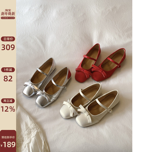 单鞋 小皮鞋 女巨好看配裙子 子精致蝴蝶结软平底鞋 鞋 Chio2nd南风