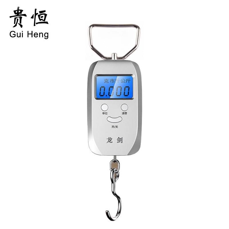 厂家直供电子秤银色手提秤户外钓鱼秤跑江湖手提电子秤家用行李秤