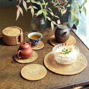 手工藤编织隔热垫家用餐垫盘碗垫砂锅垫杯垫茶杯垫壶垫防烫餐桌垫