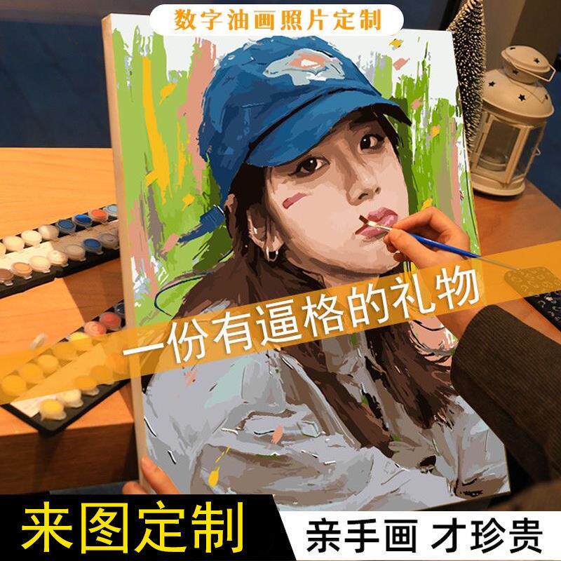 数字油画diy人物宠物照片自定义图案创意礼物跨境亚马逊
