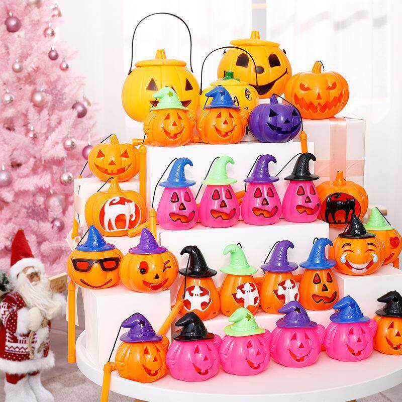 万圣节儿童手提南瓜灯笼讨糖果糖果篮子袋子装饰品南瓜桶盒道具