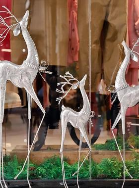 美式复古落地鹿大摆件创意铁艺轻奢客厅电视柜旁店铺橱窗花园工艺