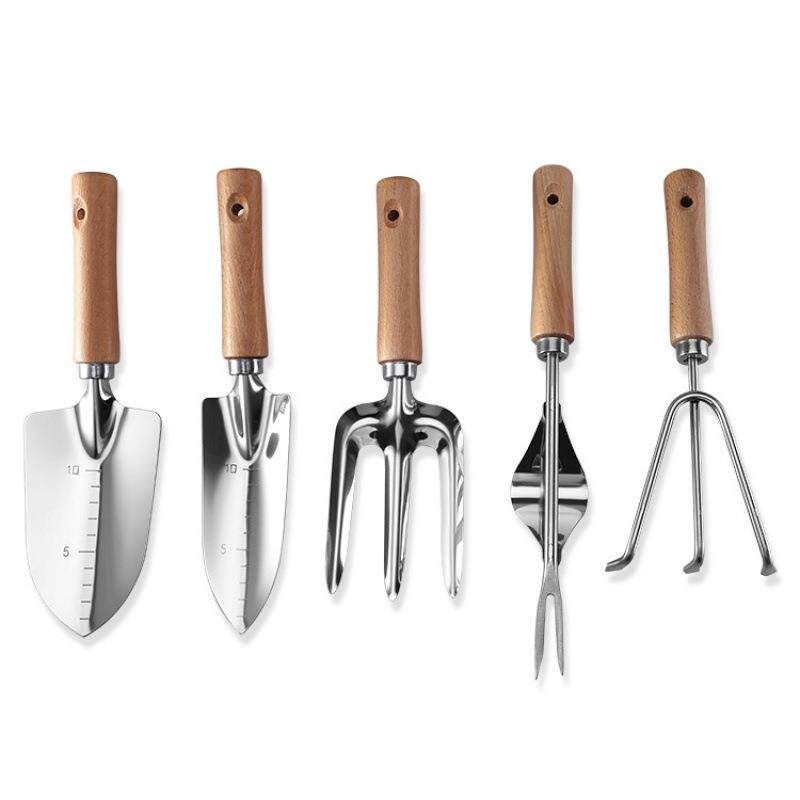 木柄园林小铲子农用种菜种植园艺铲三齿耙花园刻度铲园艺工具套装