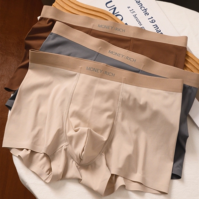 2026新款男士冰丝内裤男生奶皮款无痕四角裤夏季透气平角裤短裤男