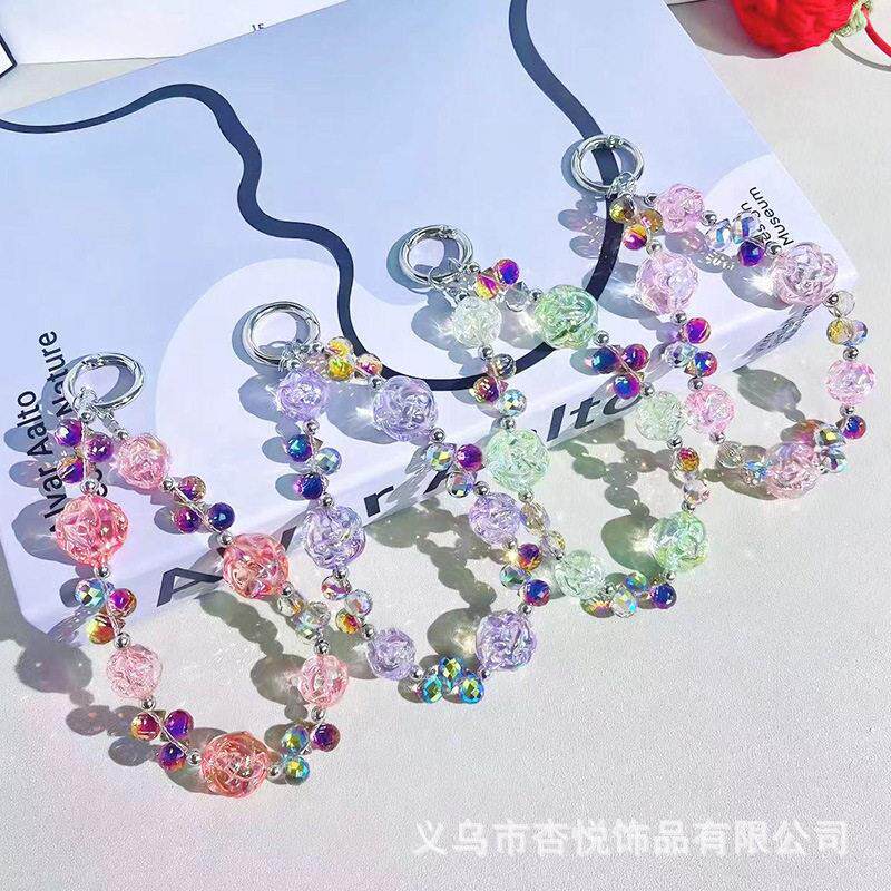 夏季新款手机挂件爆闪水晶绣球手机链手包包挂件挂件可爱车钥匙扣
