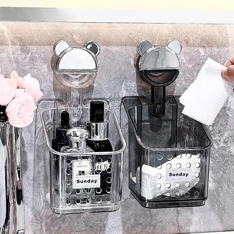 吸盘置物架卫生间厕所洗漱台浴室化妆品墙上壁挂洗脸巾沥水收纳盒