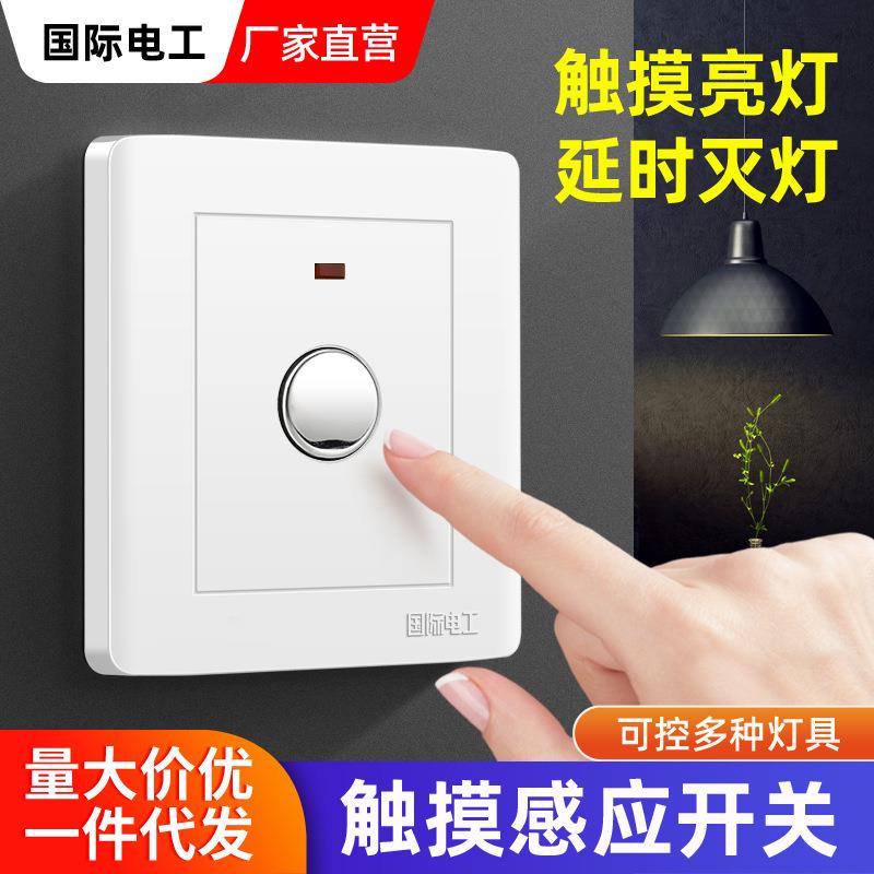86型暗装二线楼道感应触摸延时节能led灯220V物业声控开关面板