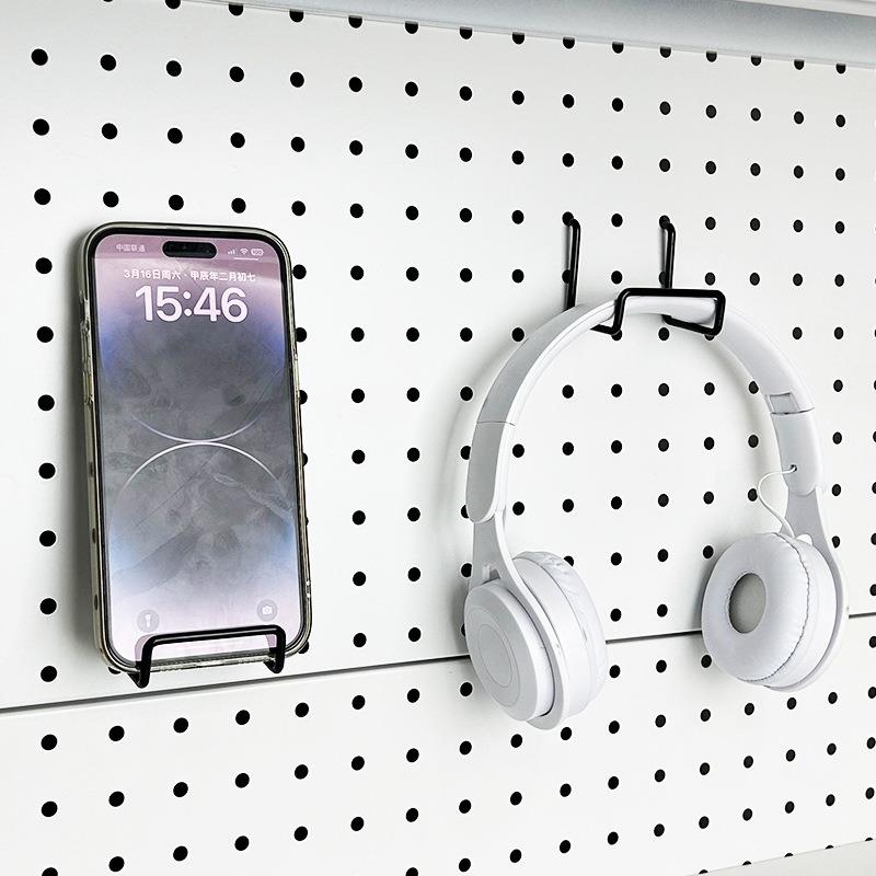 16/25/26洞洞板配件挂钩圆孔专用通用金属收纳置物架手机键盘支架