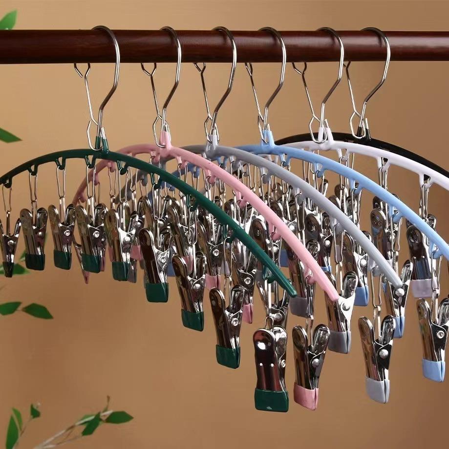 弧形袜架十夹晒袜夹衣架挂衣夹子晾儿童宝宝内衣内裤袜架家用袜架