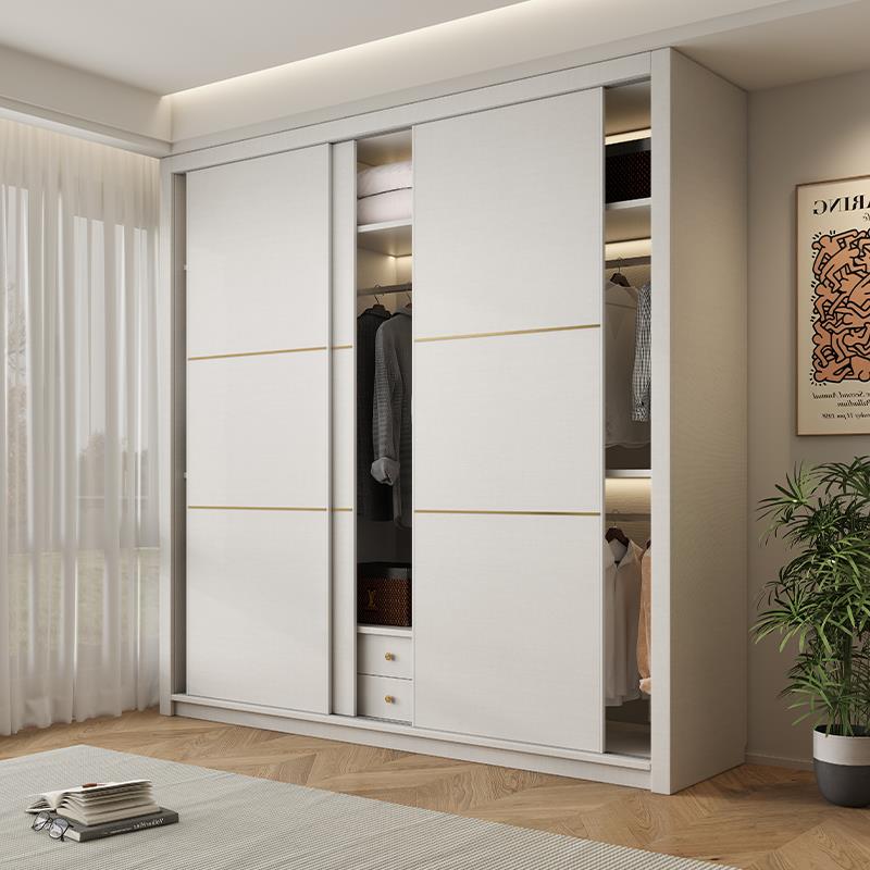 定制实木推拉门衣柜新款2024年爆款家用卧室现代简约欧松板大衣橱