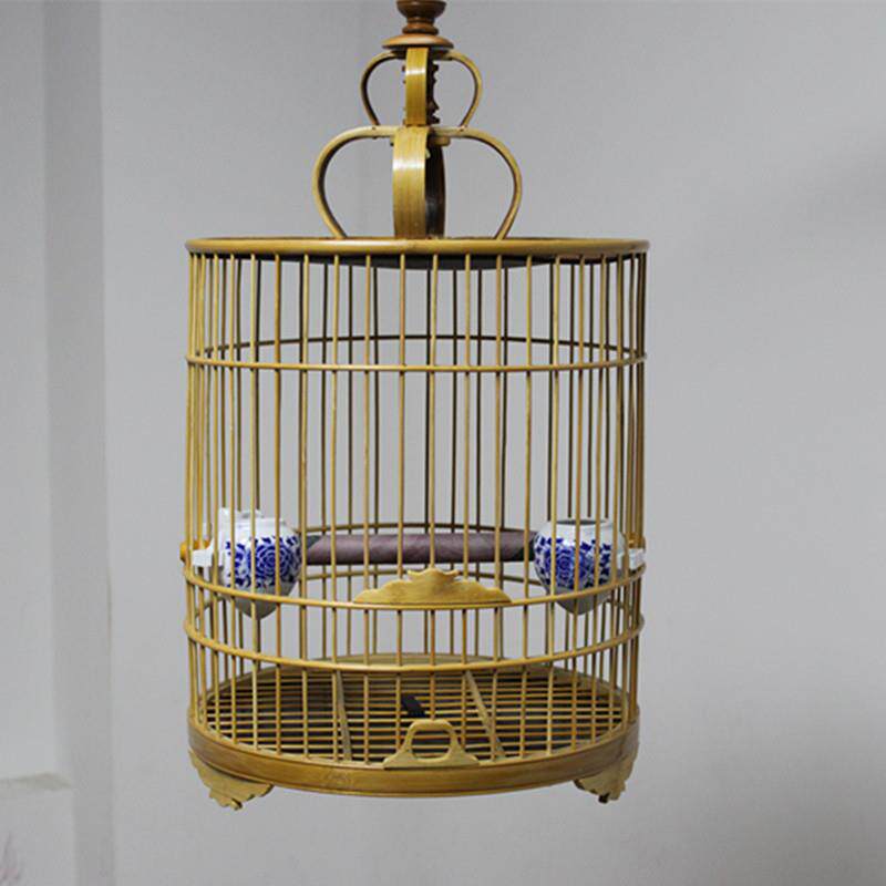 画眉鸟笼 包邮鸟笼全套配齐鸟笼子洗澡笼竹制鸟笼手工笼装修鸟笼