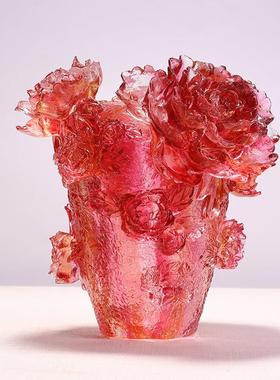 琉璃花瓶餐桌现代简约实用送老外礼物中国工艺品客厅装饰摆件软装