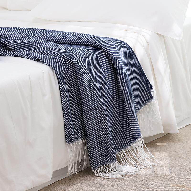 新款北欧简约风人字纹针织蓝色沙发装饰毯休闲 午睡毛毯床尾巾床,床上用品,休闲毯/毛毯/绒毯,淘宝优惠券,粉丝福利购,淘宝优惠卷