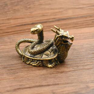 纯铜龙龟摆件玄武神兽进宝装饰品工艺品龟蛇四方风水桌面镇纸