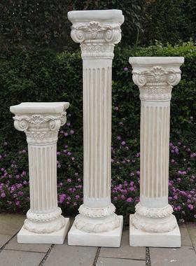 欧式复古花盆罗马柱摆件底座花架雕塑仿古庭院柱子法式仿石膏花园