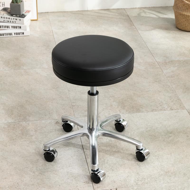 美容凳子滑轮包邮真皮美发店旋转椅子升降美容院专用大工牛皮圆凳