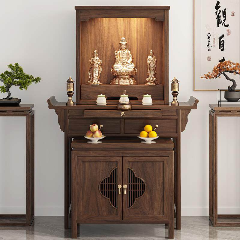 黑胡桃木供桌香案家用实木佛台佛龛观音菩萨供奉台财神爷神龛佛柜