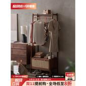 衣帽架落地卧室实木衣架家用挂衣室内多功能黑胡桃木挂衣架门口