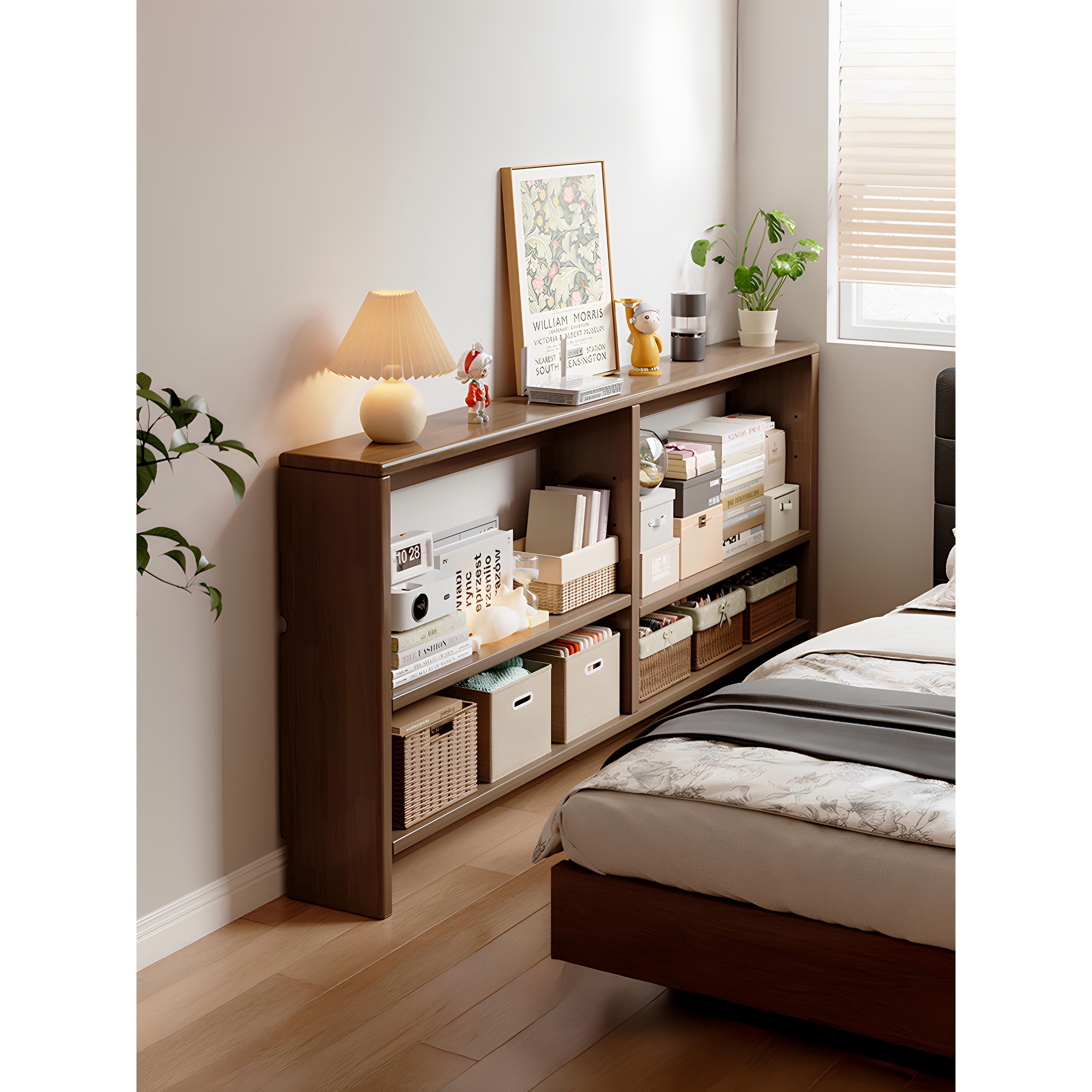 实木床边置物架卧室床头缝隙收纳架子床尾长条夹缝柜靠墙边小窄桌