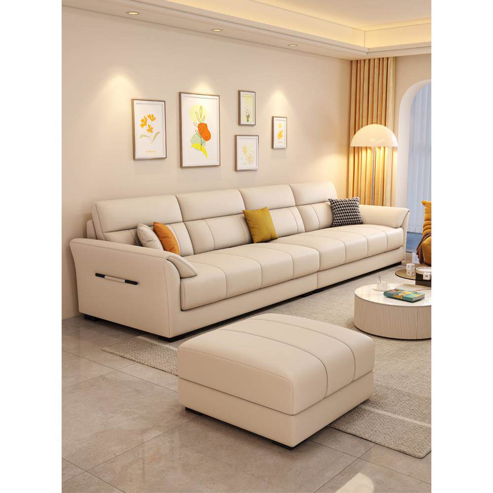 新款猫抓皮科技布艺沙发真皮棉麻小户型直排轻奢客厅北欧现代简约