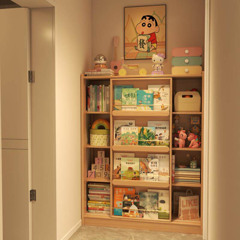 木屋记实木书柜落地推拉门落地书架杂志展示柜靠墙一门矮柜收纳柜