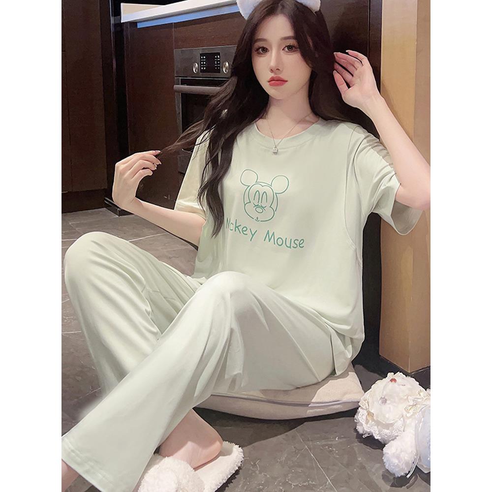 孕妇夏季短袖裤睡衣孕期可调节模态薄产后母乳喂养和坐月子服装套