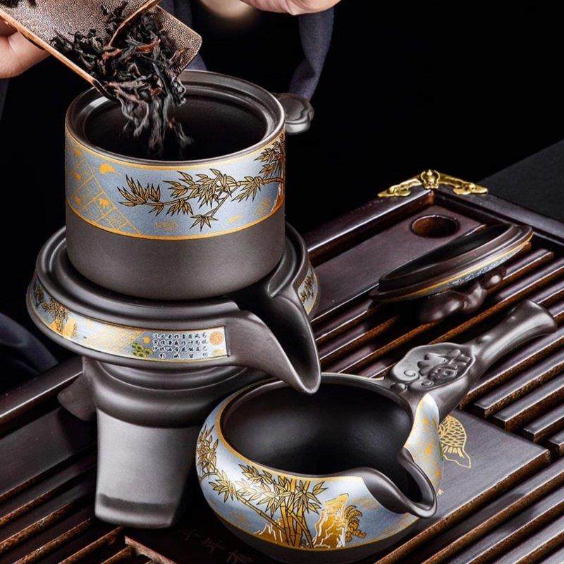 日本AETHER紫砂茶具套装家用轻奢高档泡茶专用懒人自动功夫茶杯壶