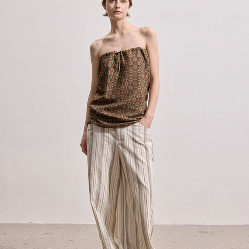 vodka elves“罗马假日”民族风条纹宽松直筒阔腿休闲裤