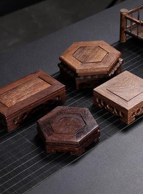 鸡翅木底座实木圆形佛像底座木托架摆件倒流香炉环香炉茶宠底座