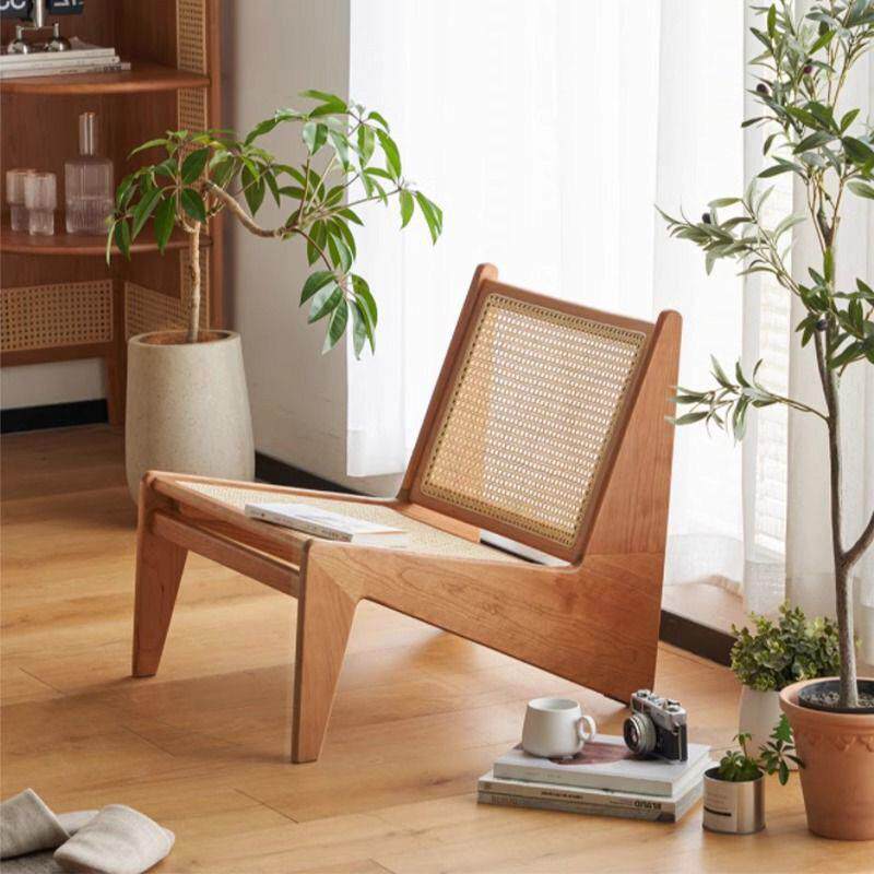 中古实木阳台休闲藤编椅子覆古家用客厅懒人单人沙发椅小户型躺椅