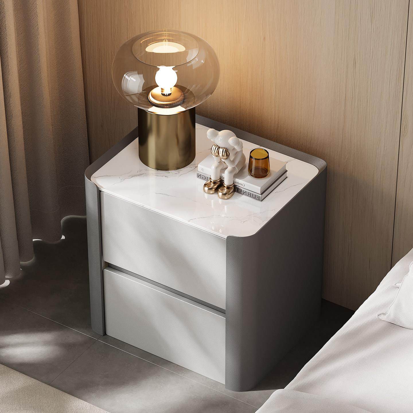 意式岩板床头柜简约现代卧室轻奢高级感床边柜极简实木小型收纳柜,住宅家具,床头柜,淘宝优惠券,粉丝福利购,淘宝优惠卷