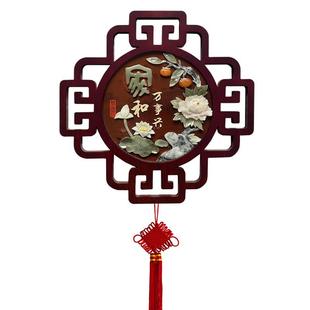 新中式入户玄关走廊过道挂画浮雕画客厅装饰画沙发背景墙玉雕画