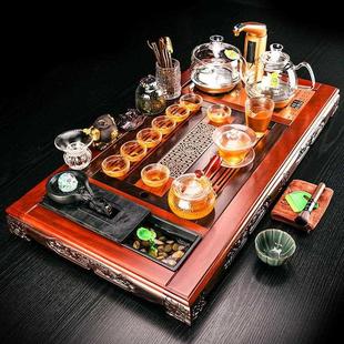 家用辦公會客中式 茶具套裝 全自動一體黑檀木流水茶盤整套輕奢高檔