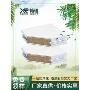 手工玻镁岩棉净化板防火隔墙无尘车间吊顶50mm保温彩钢夹芯洁净板